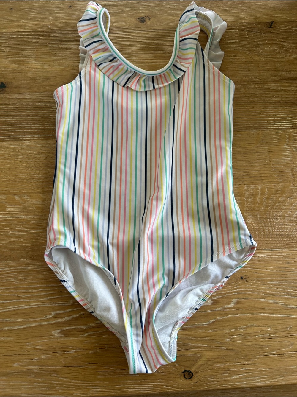 GAP Kids Rainbow Stripe Ruffle One-Piece Swimsuit